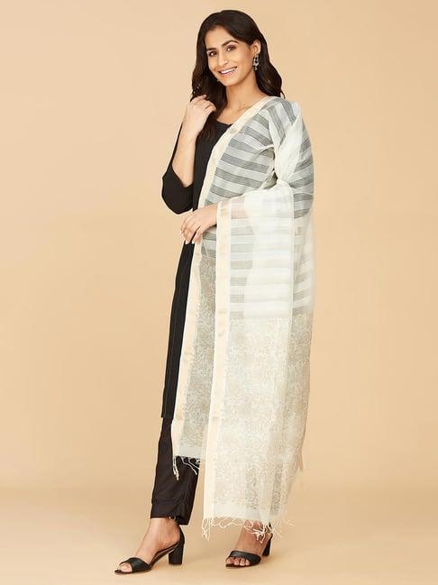 fabindia off-white printed dupatta