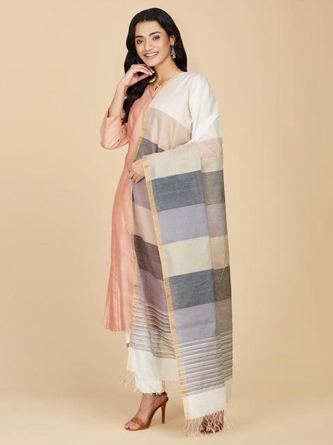 fabindia off-white striped dupatta