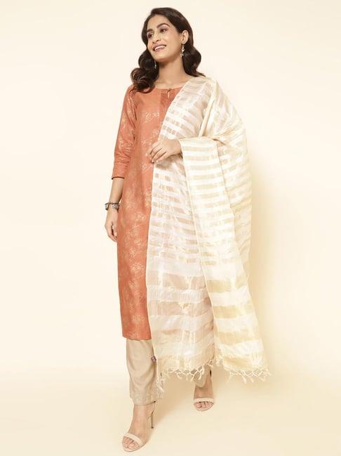 fabindia off-white striped dupatta