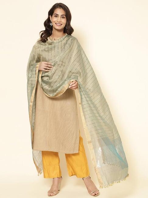 fabindia mint green embroidered dupatta