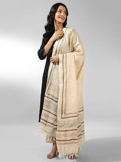 fabindia off-white printed dupatta