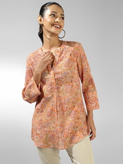 fabindia peach cotton printed tunic