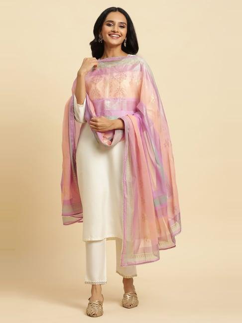 w lilac printed dupatta