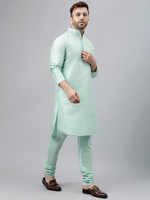 hangup mint green regular fit kurta & churidar set