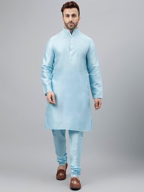 hangup aqua regular fit kurta & churidar set