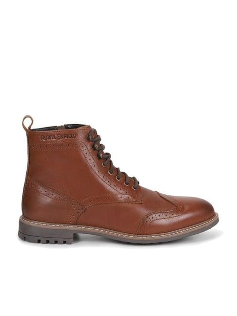 royal enfield men's torque tan brogue boots