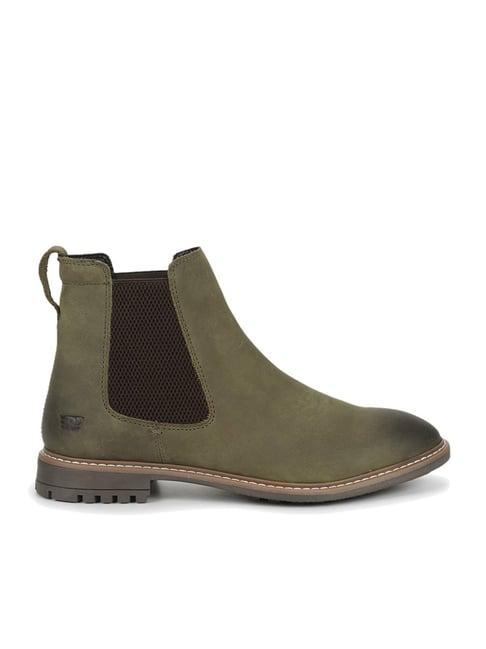 royal enfield men's olive chelsea boots