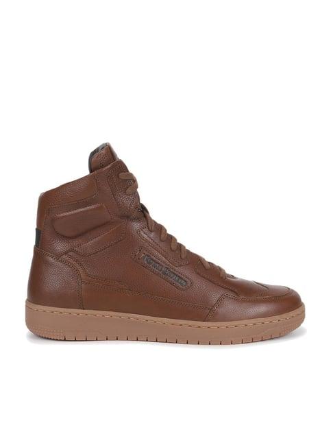 royal enfield men's street ace cognac ankle high sneakers