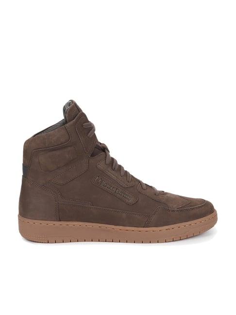 royal enfield men's street ace brown ankle high sneakers