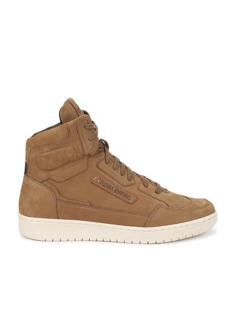 royal enfield men's street ace tan ankle high sneakers