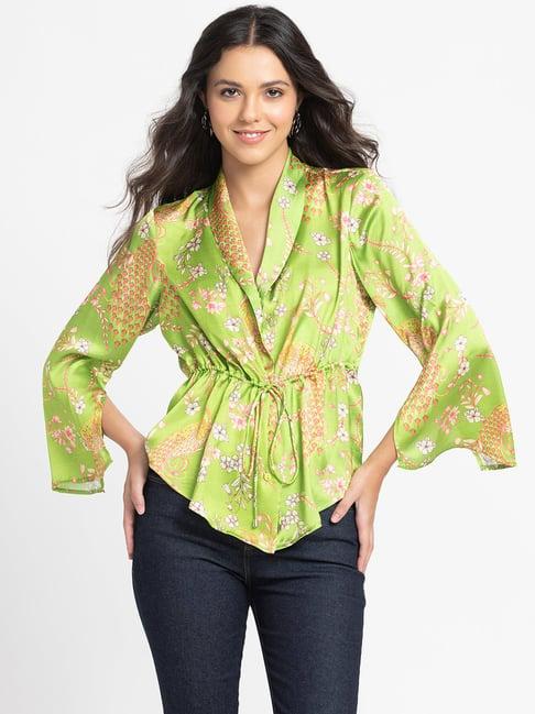 shaye green floral print shirt