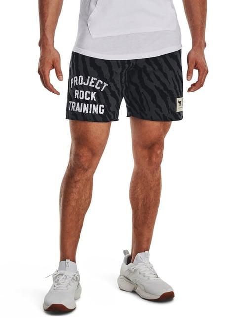 under armour black loose fit printed sports shorts