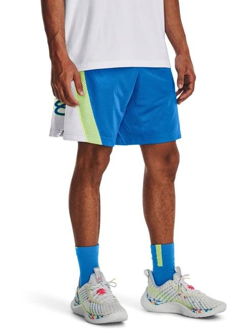 under armour blue loose fit self pattern sports shorts