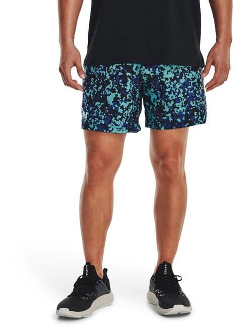 under armour blue classic fit printed sports shorts