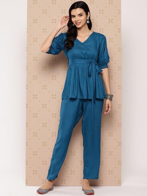 yufta teal top & pant set