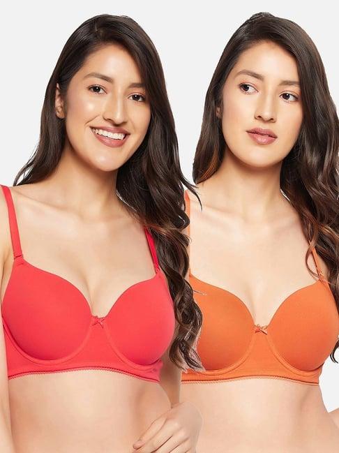 clovia multicolor full coverage under-wired t-shirt bra - pack of 2