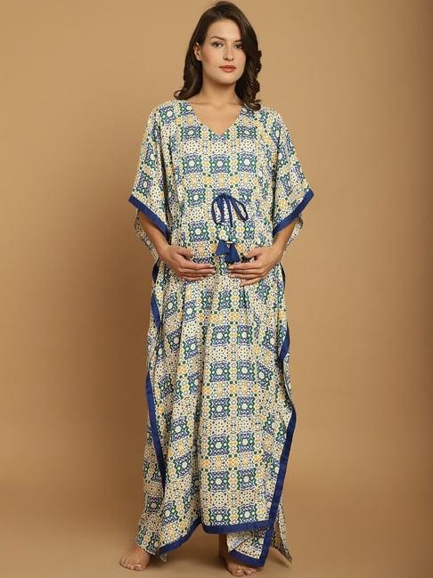 secret wish multicolor printed maternity kaftan nighty