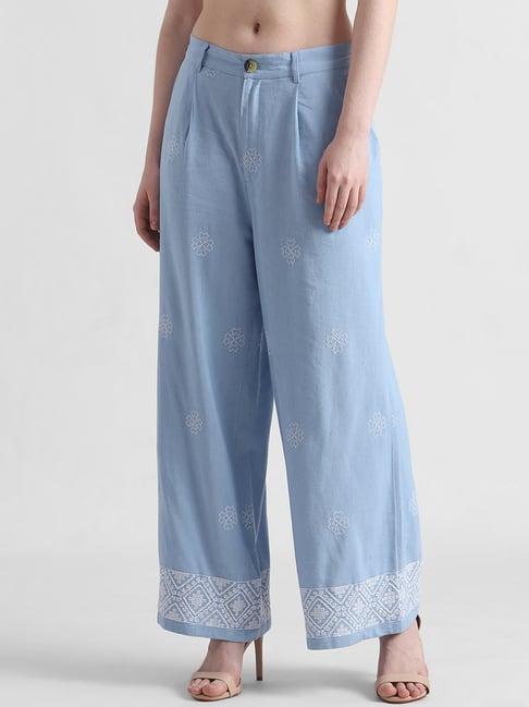 only light blue embroidered pants