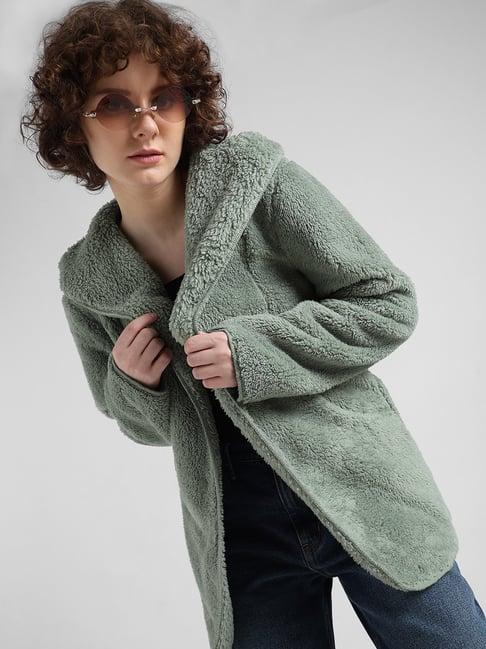 only green relaxed fit coat