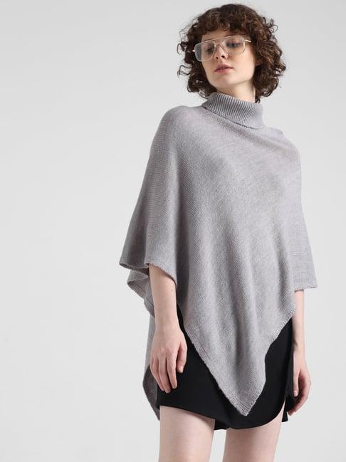 only grey regular fit poncho