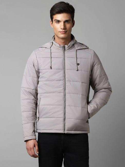 louis philippe grey regular fit hooded jacket