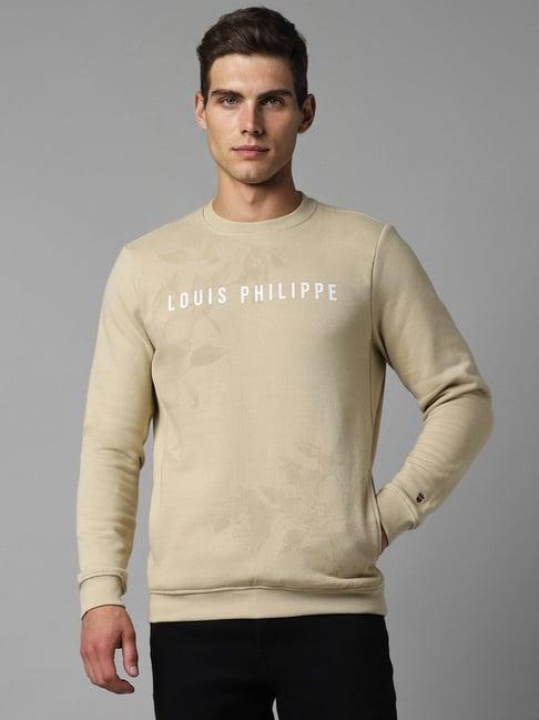 louis philippe sport khaki regular fit printed sweatshirt