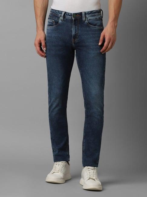 louis philippe jeans navy cotton slim fit jeans