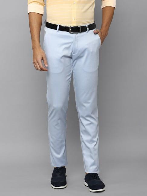 louis philippe sport blue cotton slim fit trousers