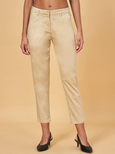 annabelle by pantaloons beige low rise trousers