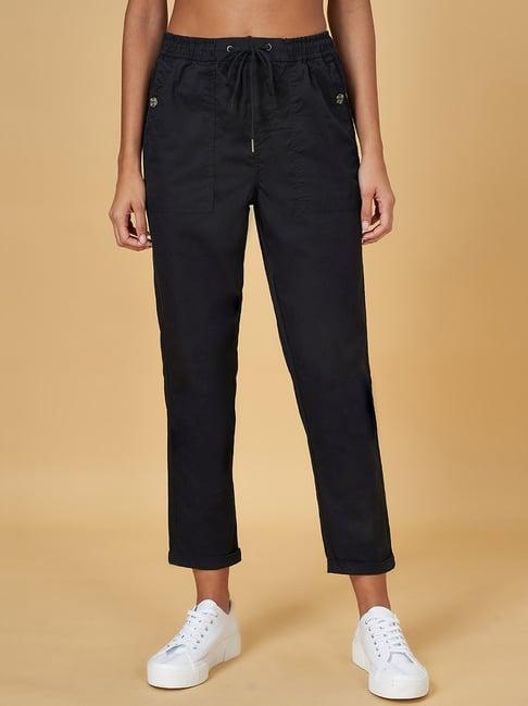 honey by pantaloons black cotton trousers