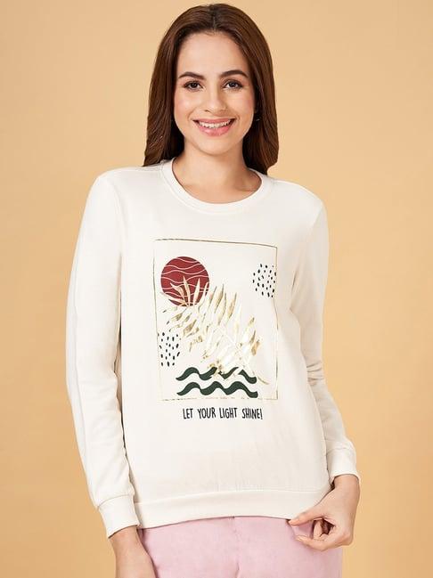 honey by pantaloons off-white cotton printed sweatshirt