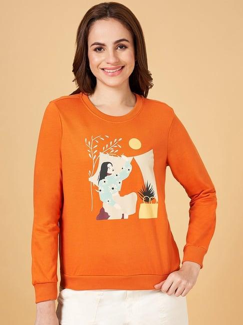 honey by pantaloons orange cotton printed sweatshirt