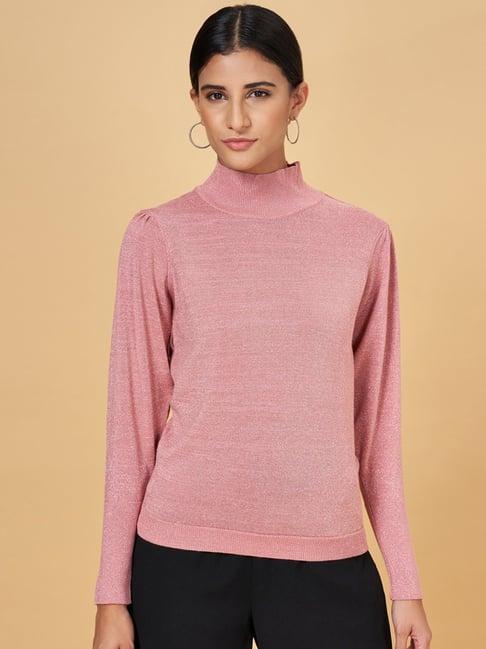 annabelle by pantaloons pink high neck sweater