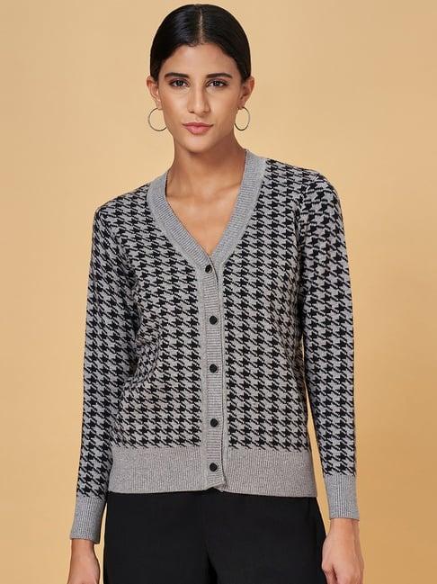 annabelle by pantaloons grey jacquard pattern cardigan