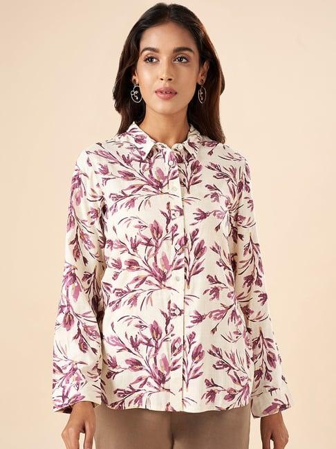 akkriti by pantaloons white floral print shirt