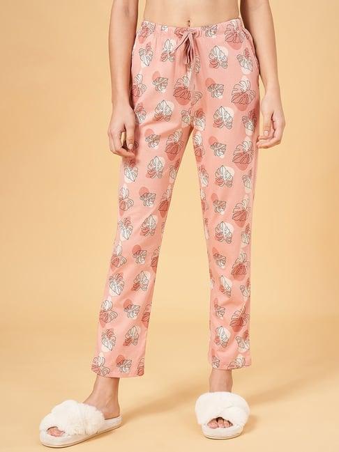 dreamz by pantaloons peach cotton floral print pyjamas