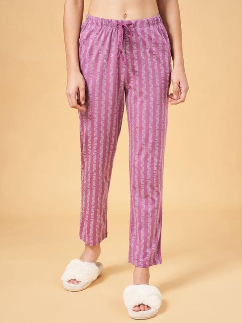 dreamz by pantaloons purple cotton printed pyjamas