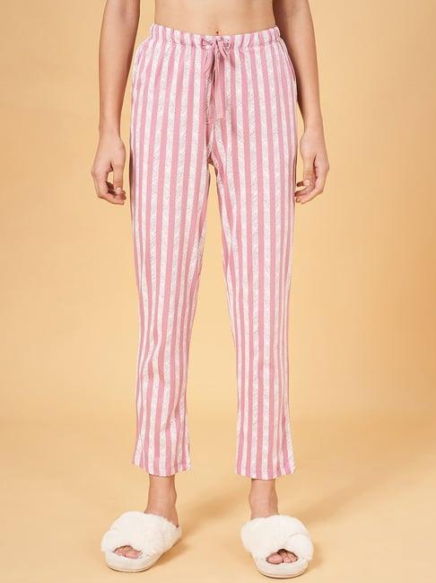 dreamz by pantaloons pink cotton striped pyjamas