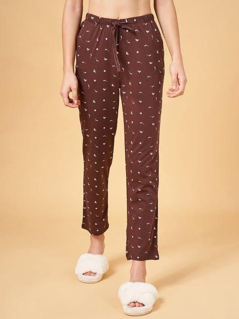 dreamz by pantaloons brown cotton floral print pyjamas