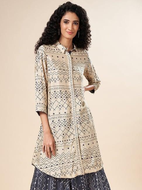 marigold lane beige printed tunic