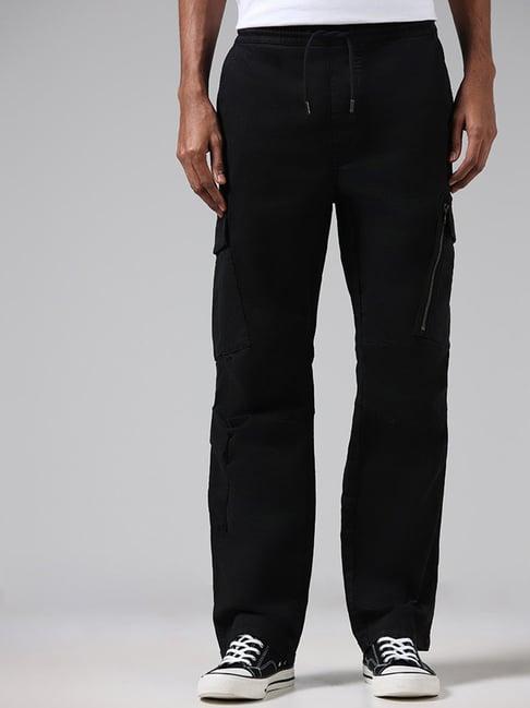 nuon by westside solid black mid rise relaxed fit jeans