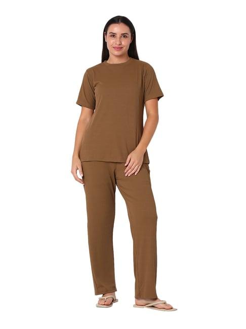 smarty pants brown cotton t-shirt with pyjamas