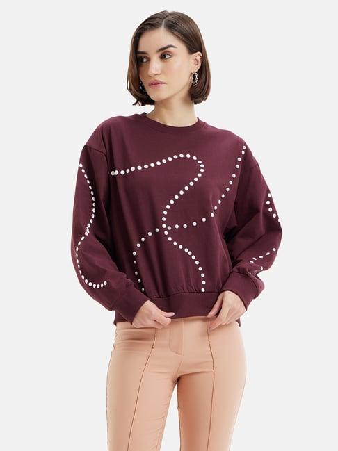 kazo maroon & white polka dot sweatshirt