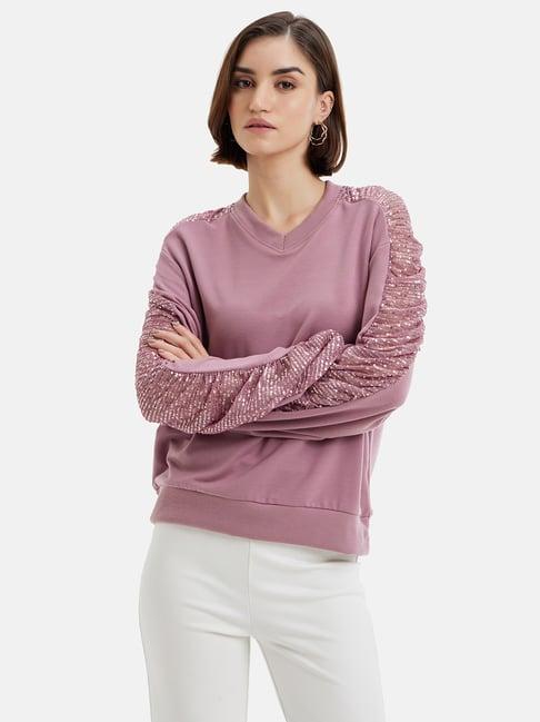 kazo mauve embellished sweatshirt