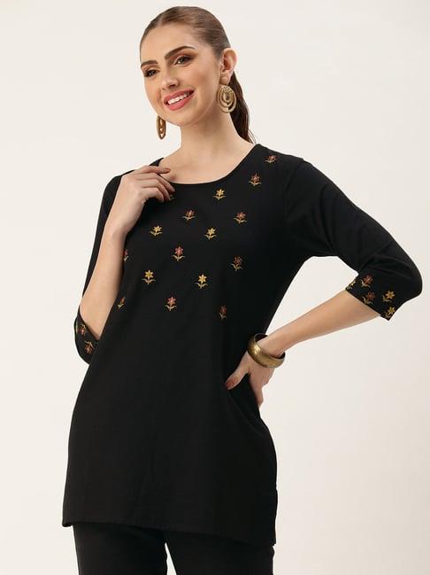 amukti black embroidered tunic