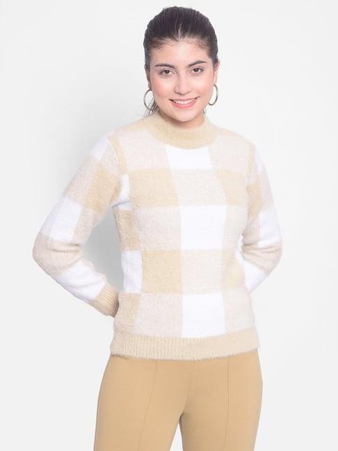 crimsoune club beige color-block sweater