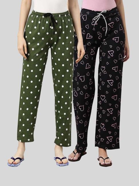 kryptic black & olive printed pyjamas (pack of 2)