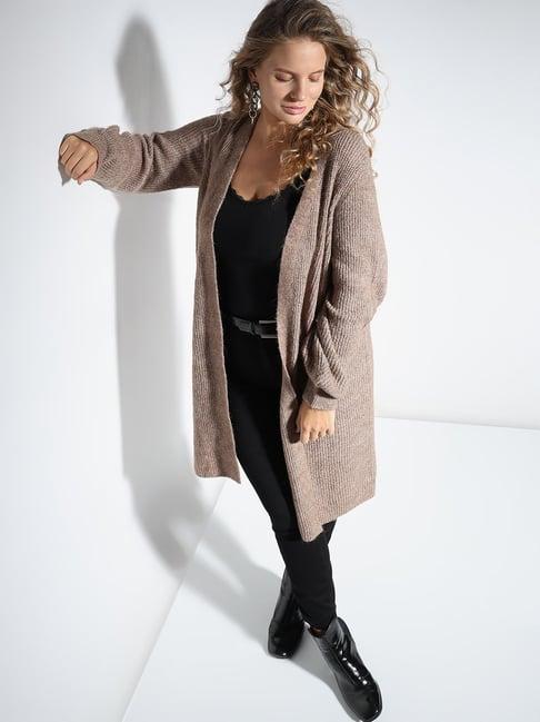 vero moda curve brown textured cardigan