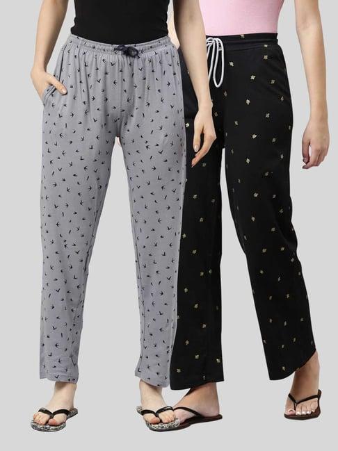 kryptic black & grey printed pyjamas (pack of 2)