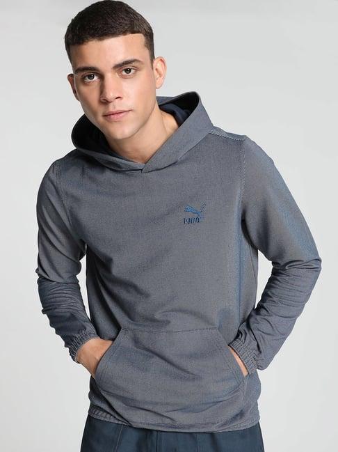 puma blue regular fit hooded sweatshirt